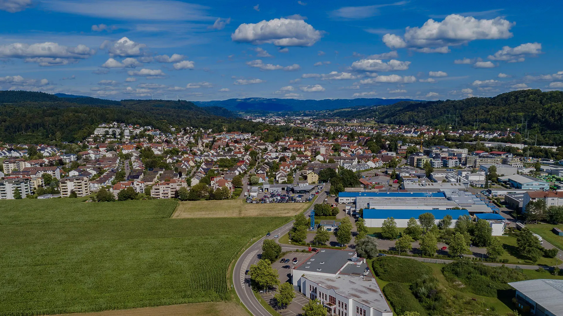 Luftaufnahme Steinen mit Blick ins Wiesental