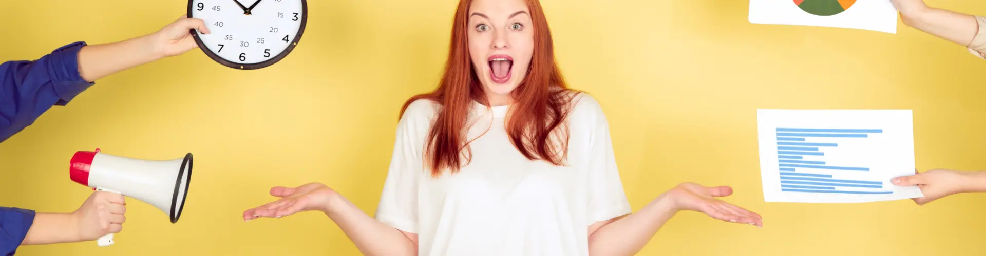 Eine Frau verliert den Überblick über ihr Zeitmanagement