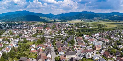 Vogelperspektive auf Denzlingen