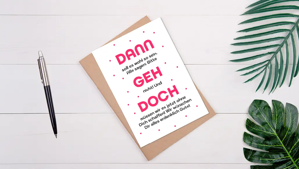 Eine Postkarte zum Abschied von Arbeitskollegen